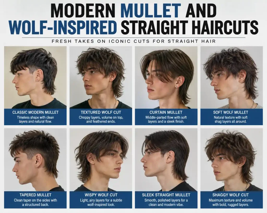 Modern Mullet and Wolf-Inspired Straight Haircuts