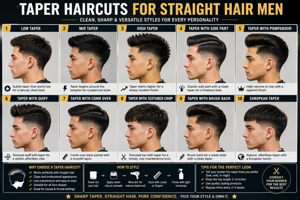 Taper Haircuts for Straight Hair Men