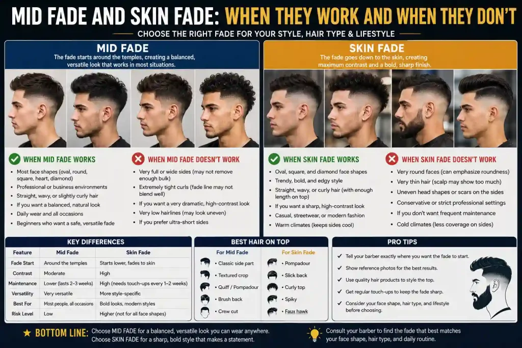 Mid Fade and Skin Fade: When They Work and When They Don’t