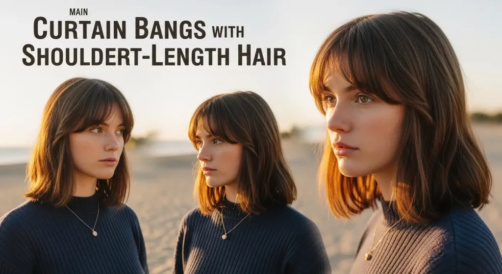 Curtain Bangs with Shoulder Length Hair