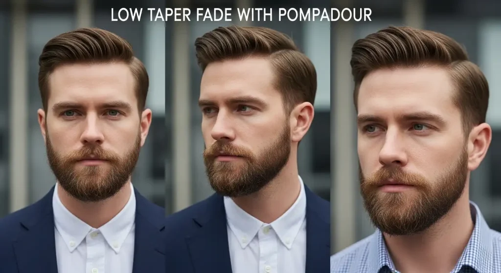 Low Taper Fade with Pompadour
