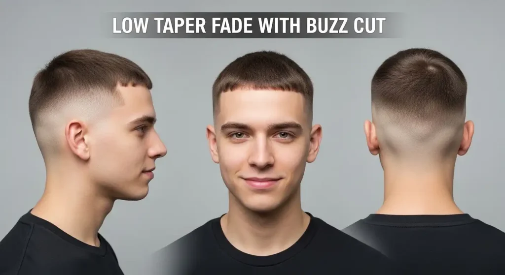 Low Taper Fade with Buzz Cut
