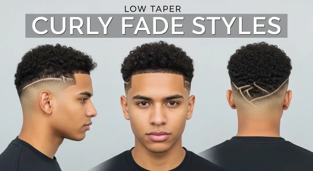 Low Taper Fade with Curly Hair
