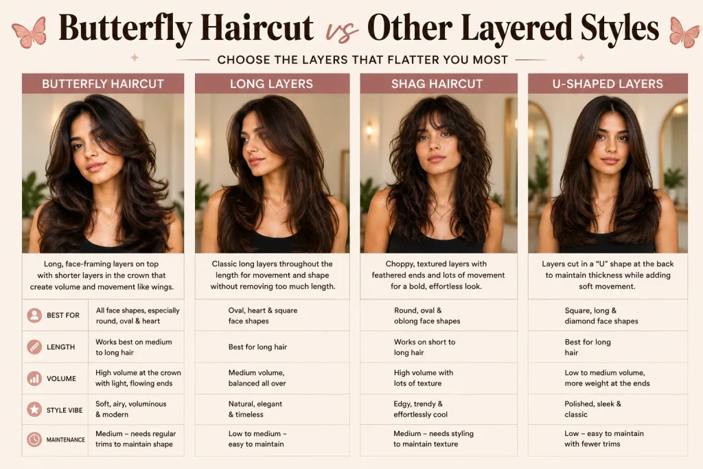 Butterfly Haircut vs Other Layered Styles