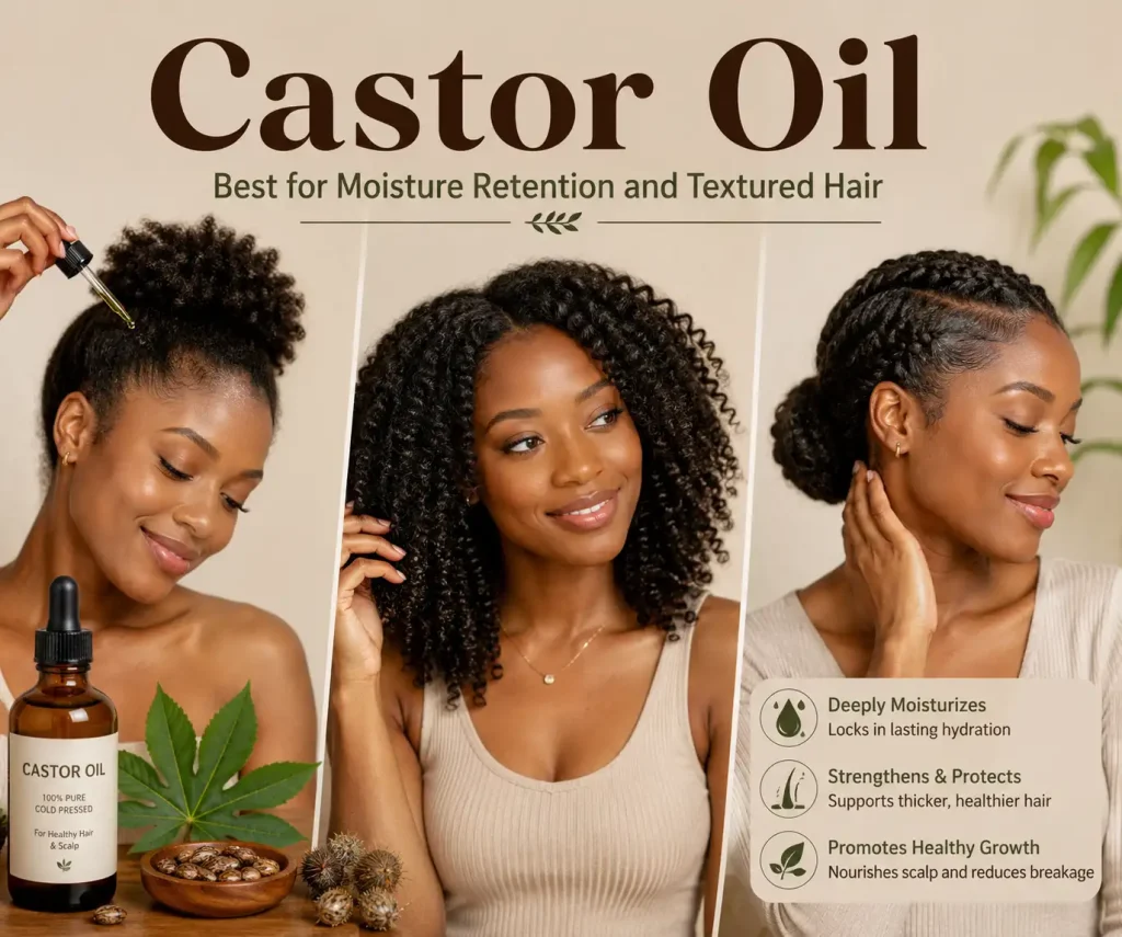 Castor Oil — Best for Moisture Retention and Textured Hair