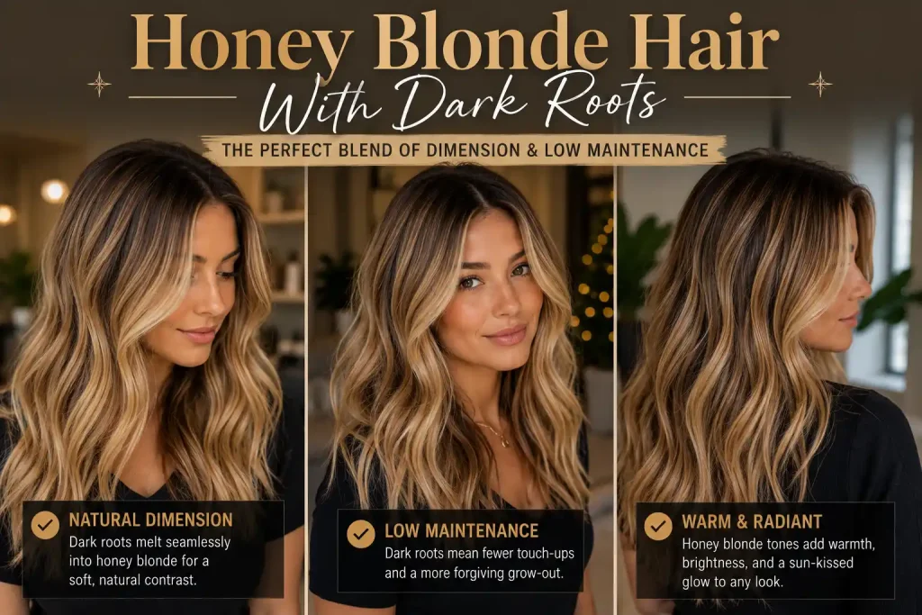 Honey Blonde Hair With Dark Roots