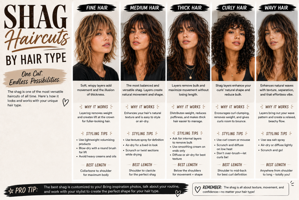 Shag Haircuts by Hair Type
