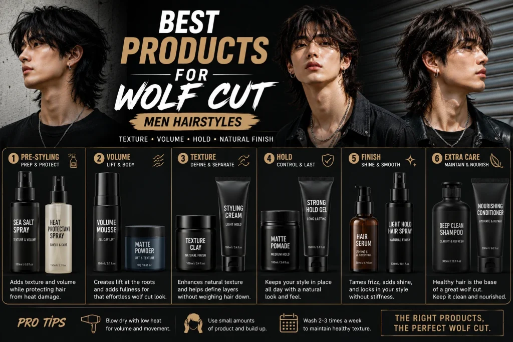 Best Products for Wolf Cut Men Hairstyles