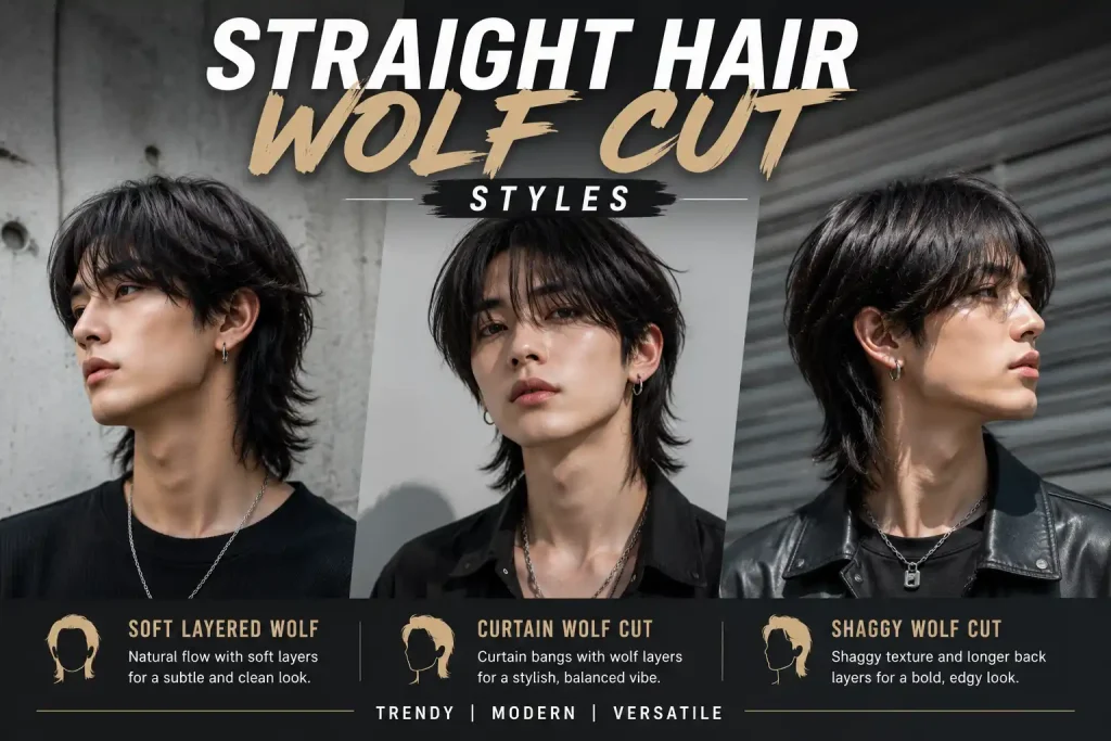 Straight Hair Wolf Cut Styles