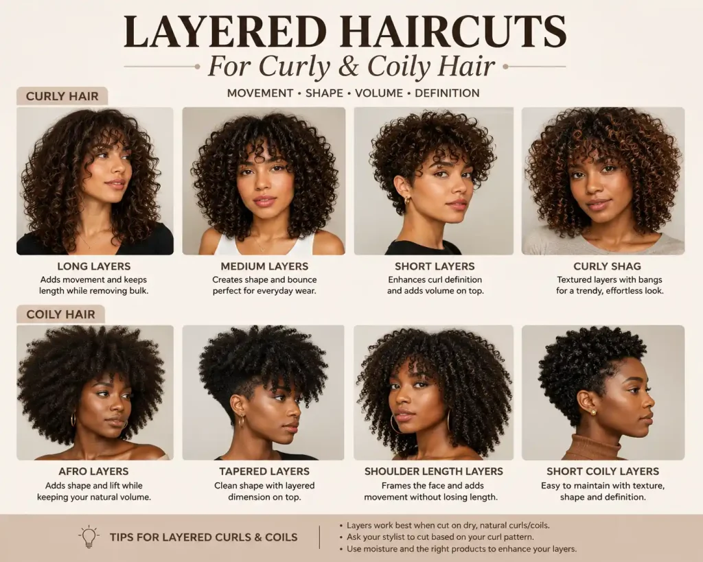 Layered Haircuts For Curly And Coily Hair