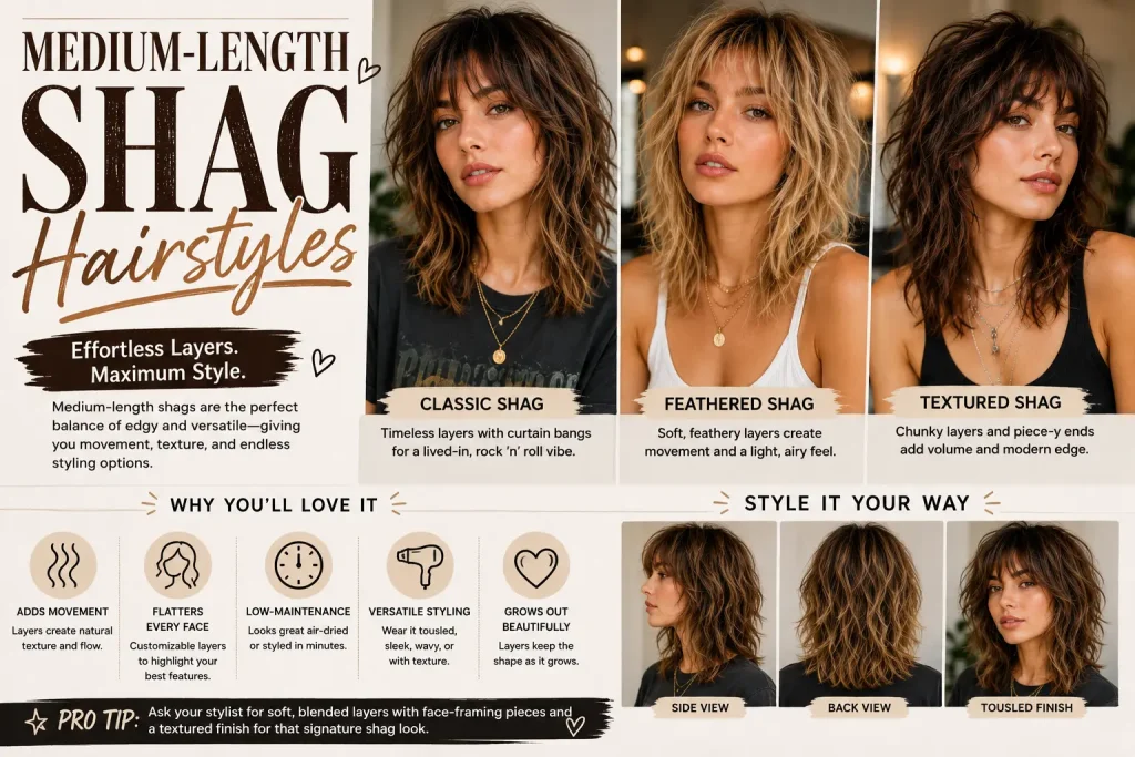 Medium-Length Shag Hairstyles