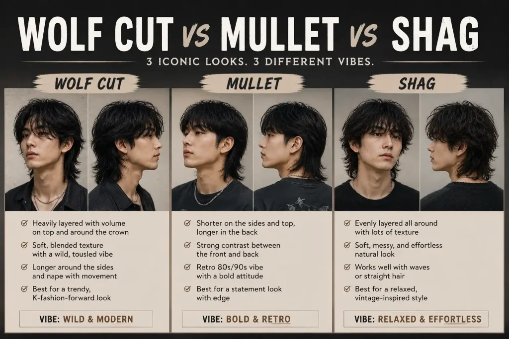 Wolf Cut vs Mullet vs Shag