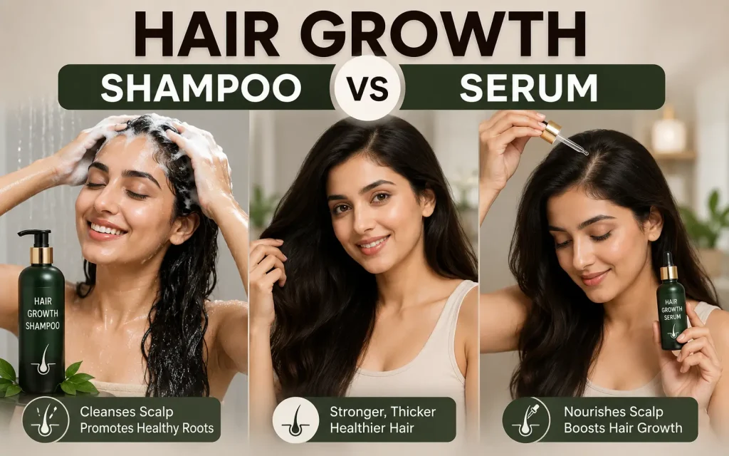 Hair Growth Shampoo vs Hair Growth Serum