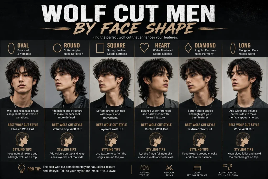 Wolf Cut Men by Face Shape