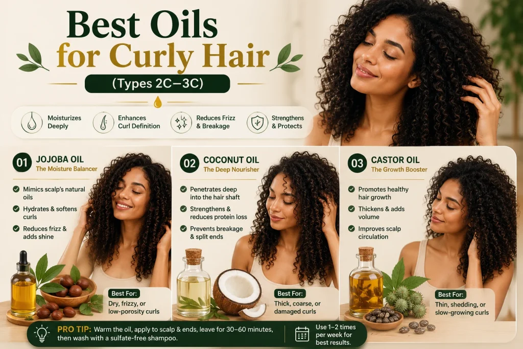 Best Oils for Curly Hair (Types 2C–3C)