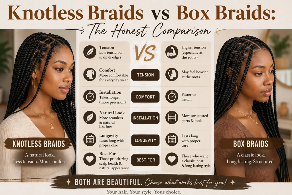 Knotless Braids vs Box Braids: The Honest Comparison