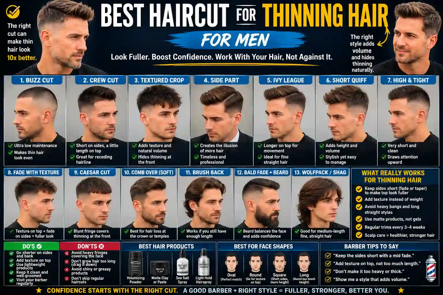Best Haircut for Thinning Hair for Men: Cuts That Look Fuller, Cleaner, and Easier to Style