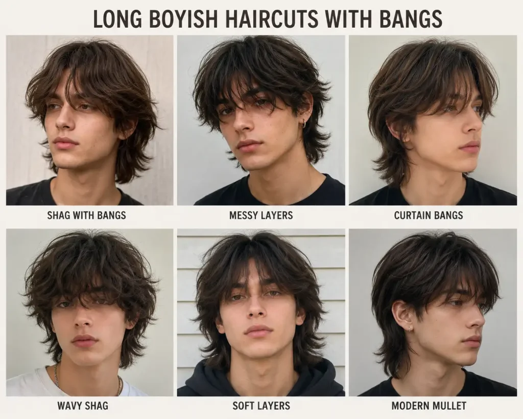 Long Boyish Haircuts With Bangs