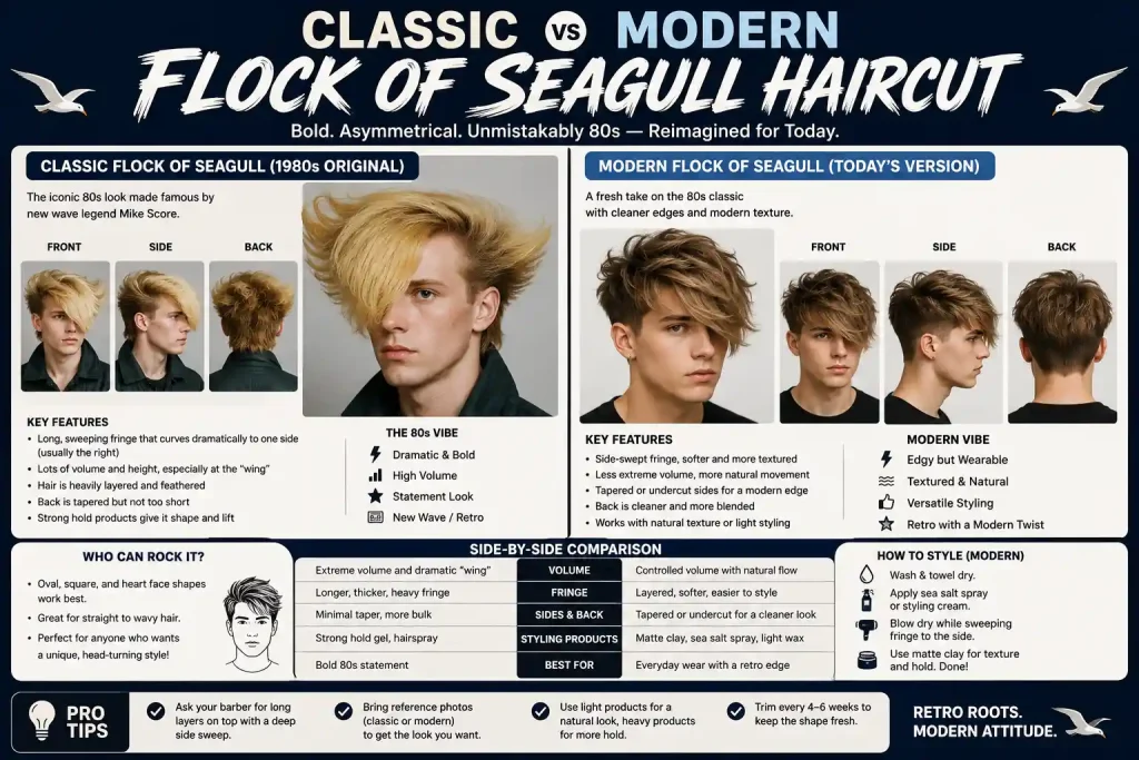 Classic vs Modern Flock of Seagull Haircut